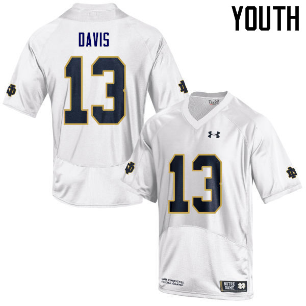 Youth #13 Avery Davis Notre Dame Fighting Irish College Football Jerseys Sale-White